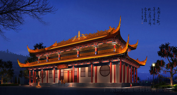 觀音寺古建筑夜景照明設計效果圖